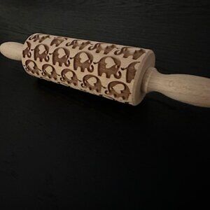 Valentine's / Heart and Elephant  --wooden rolling pin --new and never used